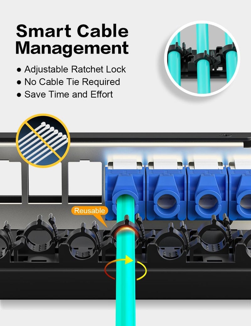 Enmane Patch Panel 8 Port Blank Keystone Patch Panel STP&UTP Compatible with LC/SC/ST/FC/USB/HDMI Keystone Jack for Desk Mount Home Ethernet Termination Box - Image 3